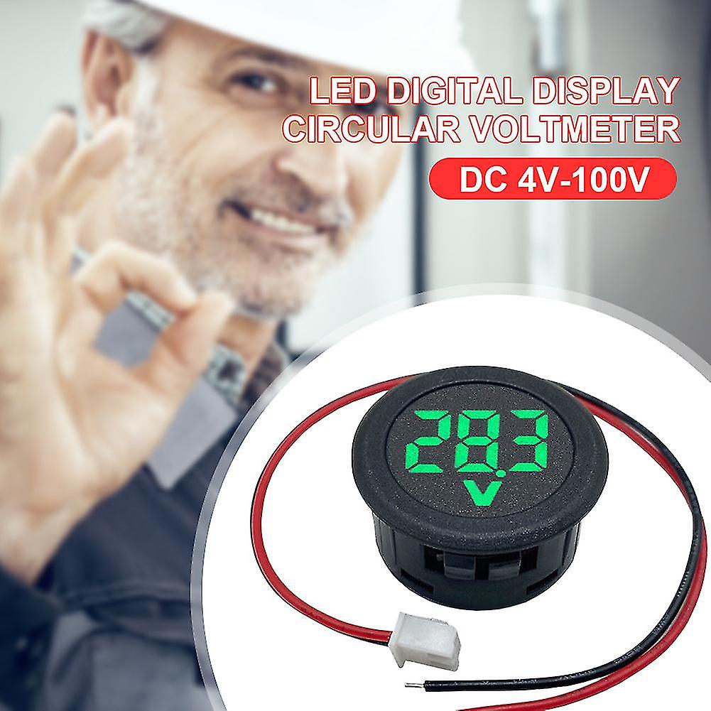 Dc 4-100v Volt Detector Tester Car Voltage Current Meter Led Digital Display Round Mini Voltmeter Two-wire Detector Panel