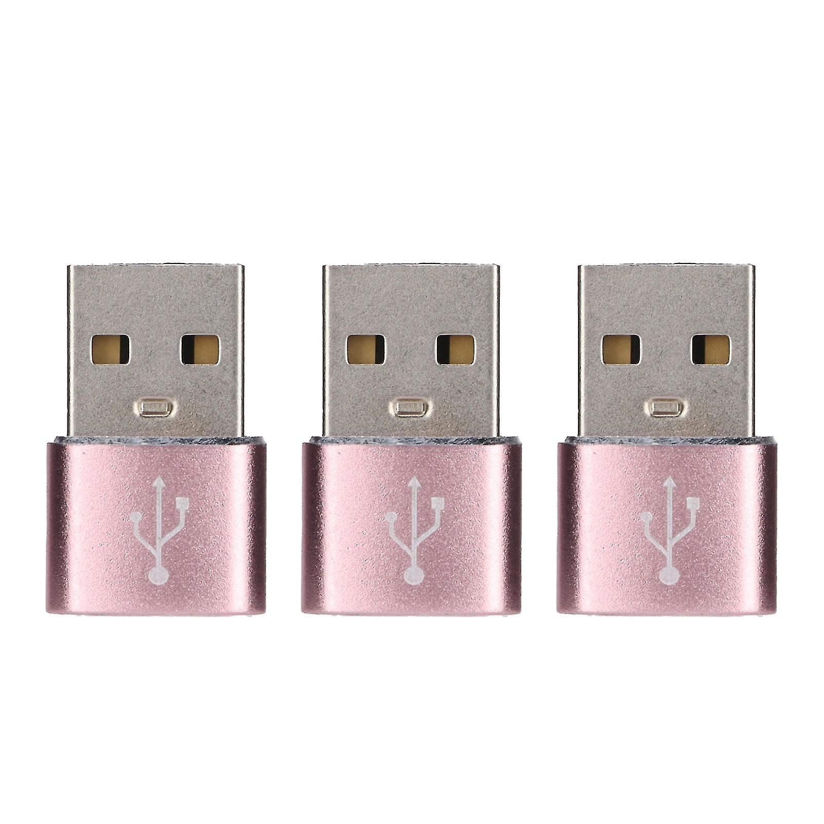 3 Pack Pink USB 2.0 to Type-C Adapter - Fast Data Transfer for Laptops & Mobile Devices