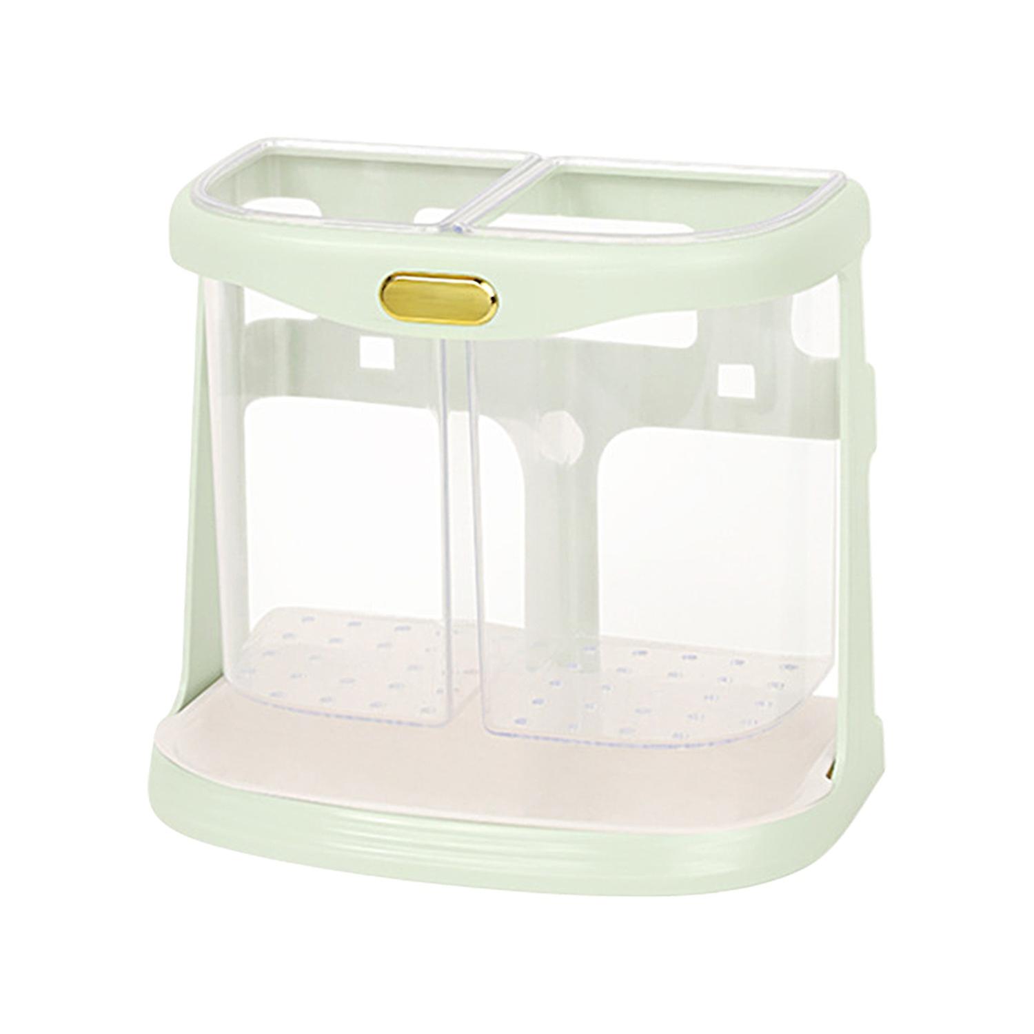 Kitchen Cutlery Organizer with Drain Hole 2 Compartments Storage Wall-mounted Chopsticks Spoon Fork 