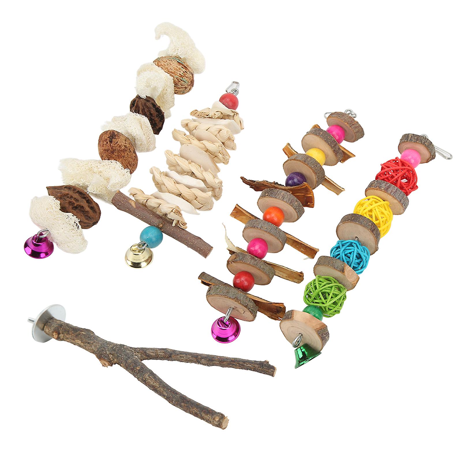 Multicolored Parrot Chew Toy Hanging Perch for Small Birds
