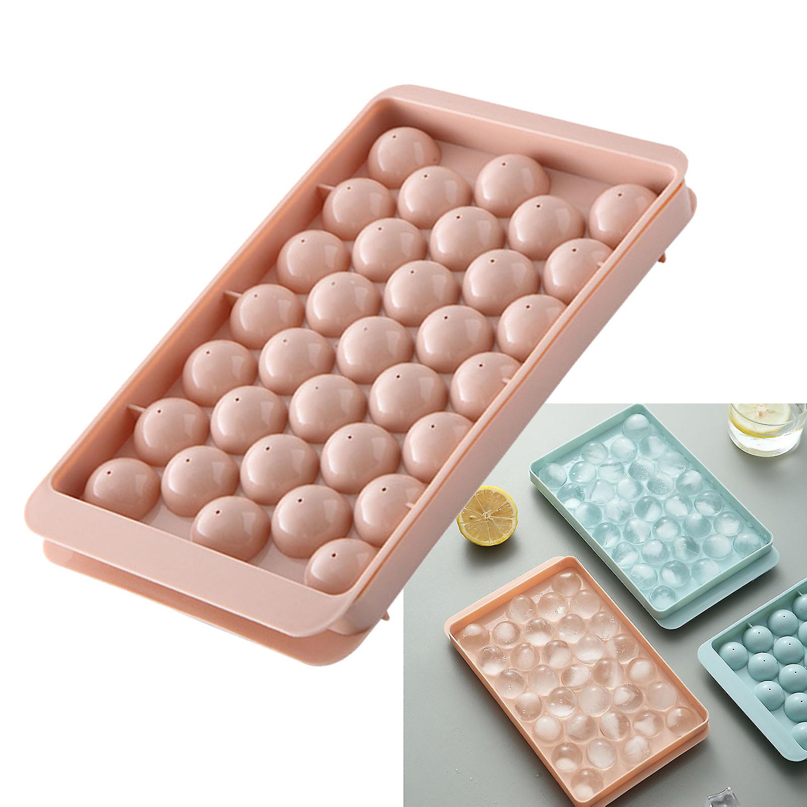 33 Grid Ice Cube Tray Easy Release Flexible Ice Cube Form mit Deckel für Cocktail Gefrierschrank Pink