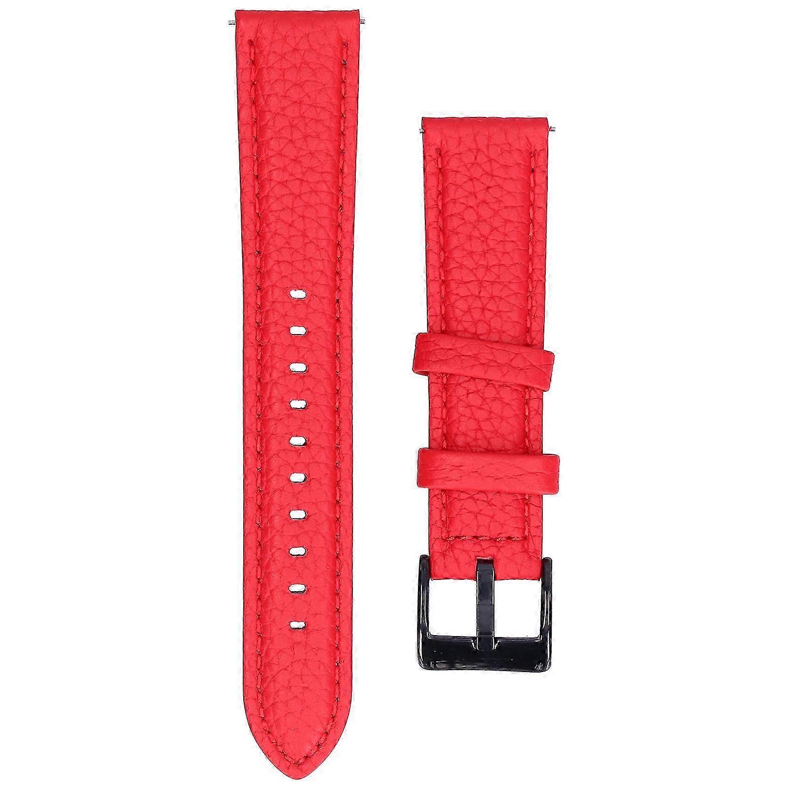 Lychee Pattern Watch Strap Soft Classic Color Replacement Watch Strap for HuaweiRed 22mm/0.9in