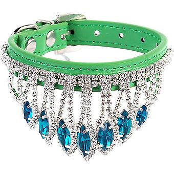 Veeki Bling Rhinestone Cat Dog Collar Cute Sparkling Crystal Kitten Necklaces Soft Adjustable Leather Puppy Collars Diamond Pendant Pet Collars for Sm