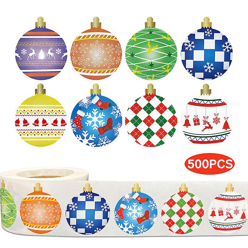 2X 500db 8 Designs színes labdacímkék Karácsonyi matricák Ajándékszalag
