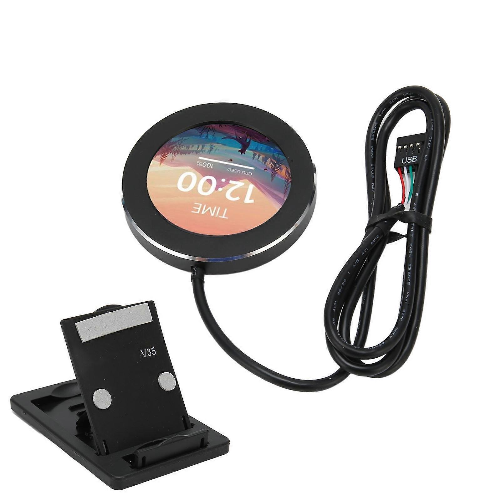 Liquid Cooler LCD Screen 2.1in IPS Round 480x480 Dimmable Multifunction Watercooler Screen for Desktop Chassis 