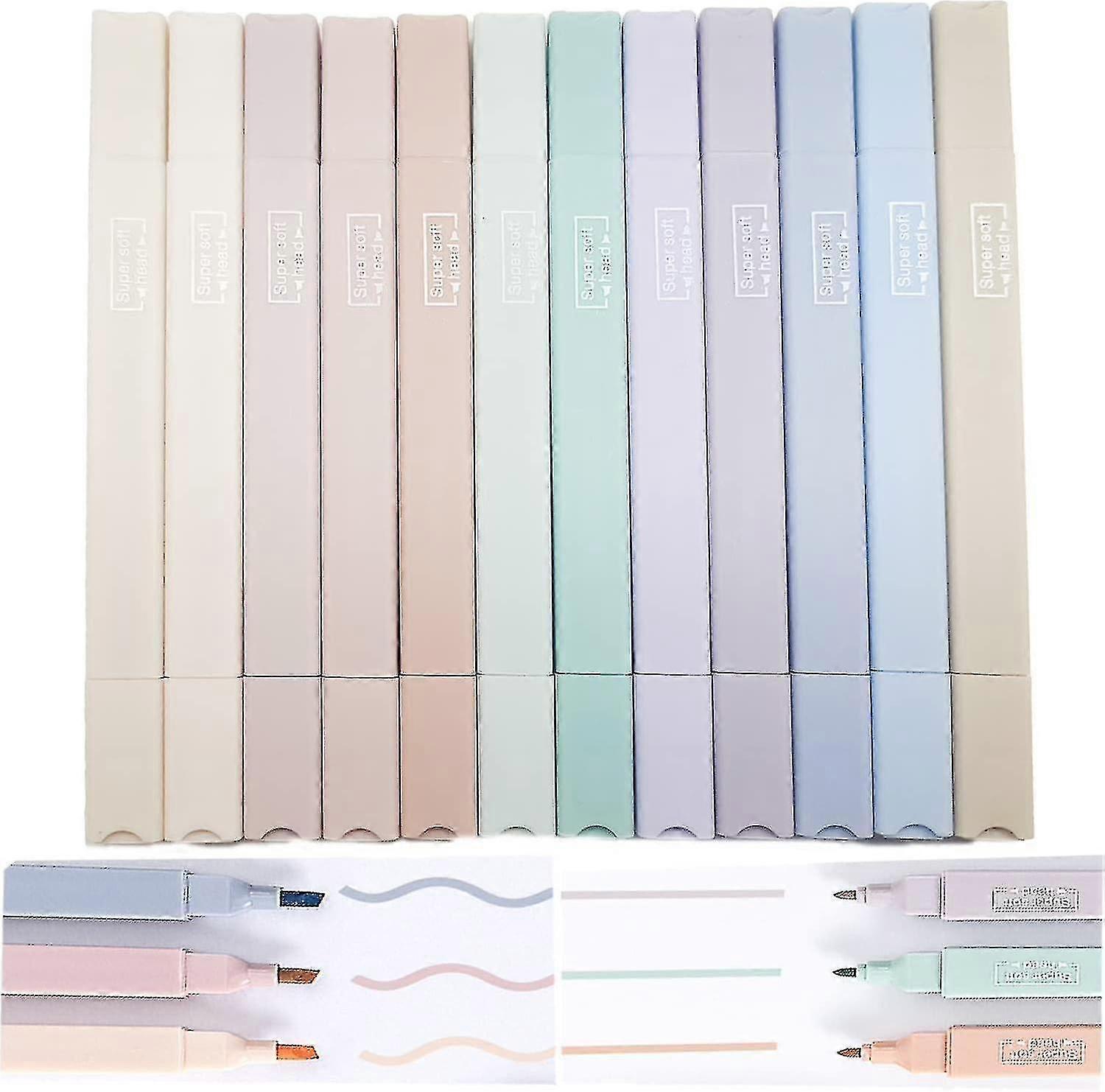 12stk Bibelen Æstetisk Søde Overstregningstuscher med mejselspids, Pasteloverstregningstuscher Bibel Highlighter Markers, tør hurtigt Let at holde Ingen Bleed Gel Highlighter