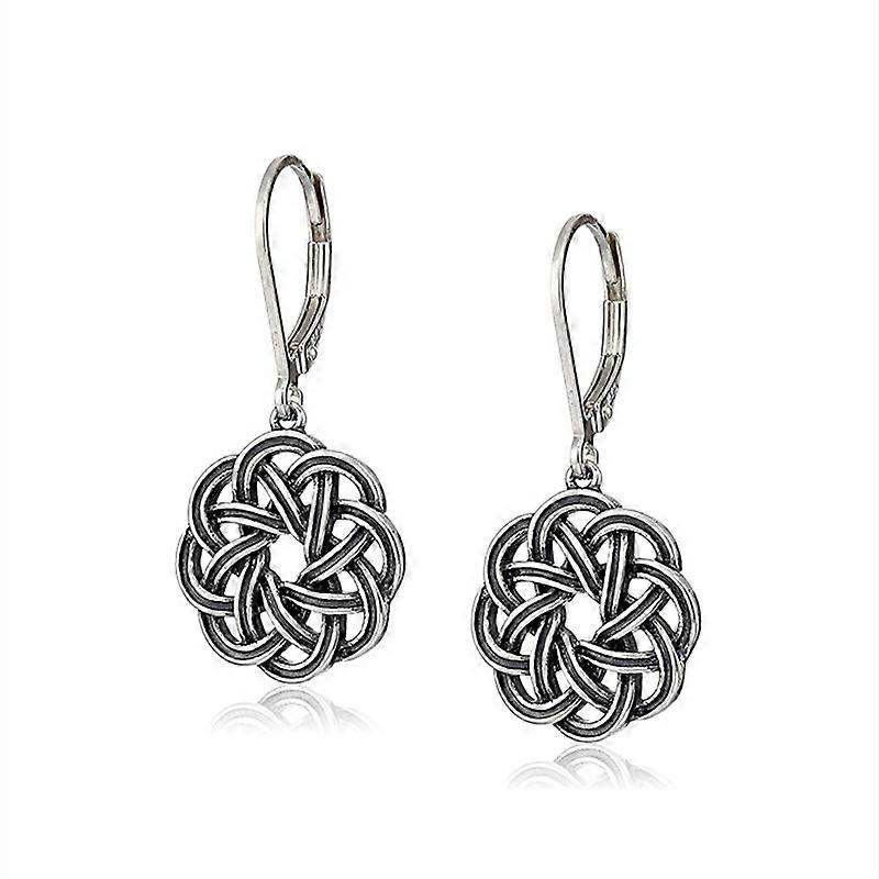 Silver Knot Lever-Back Drop Earrings