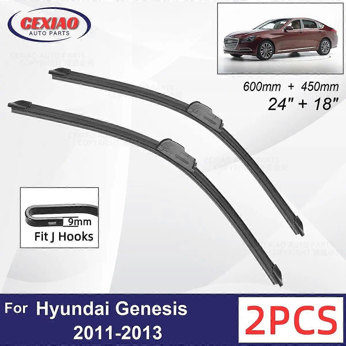Car Wiper For Hyundai Genesis 2011~2013 Front Wiper Blades Soft Rubber Windscreen Wipers Auto Windshield 24"+18" 600mm + 450mm FN9U6065