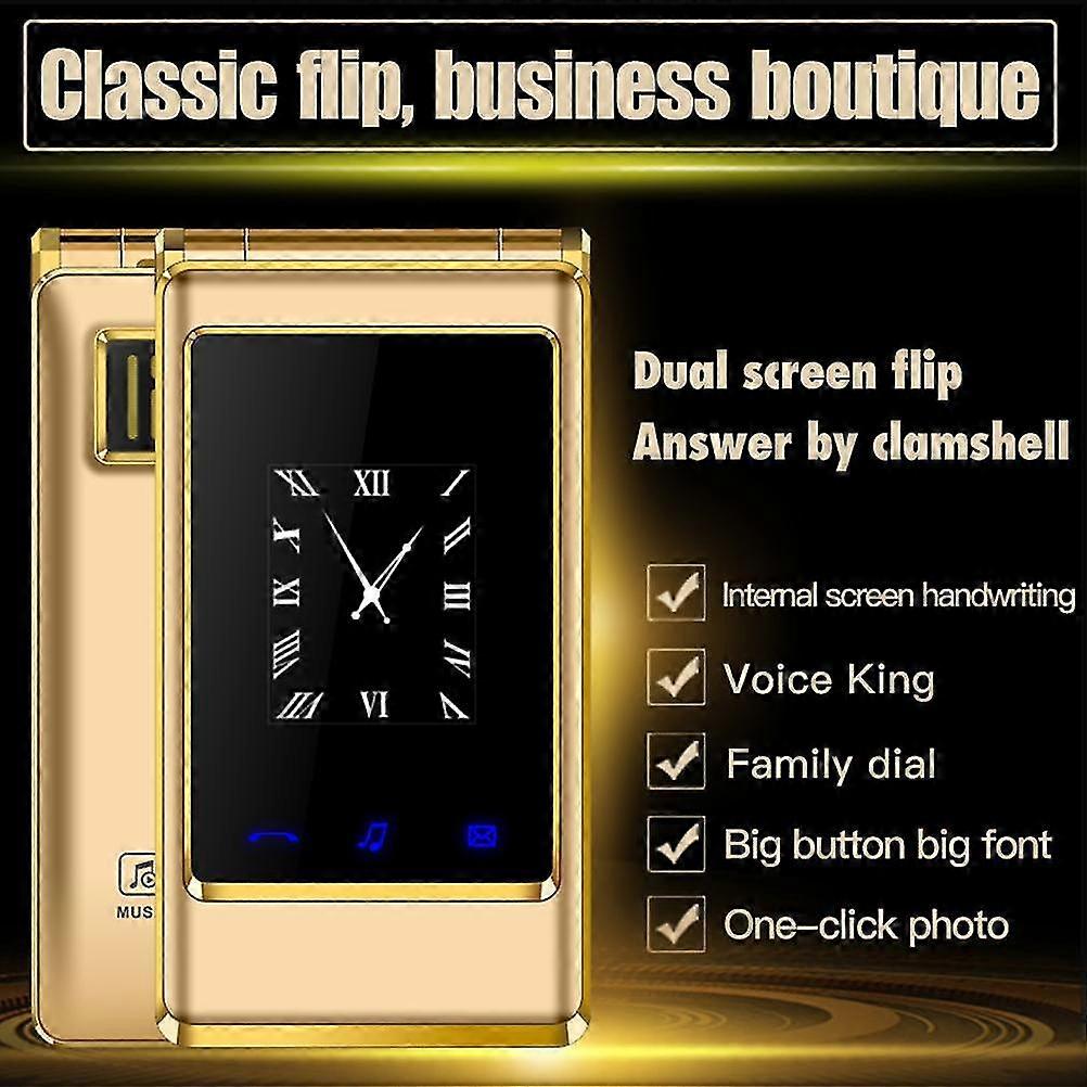2G GSM Flip Mobile Phone for Seniors with Dual Display and Big Buttons, 6800mAh Battery
