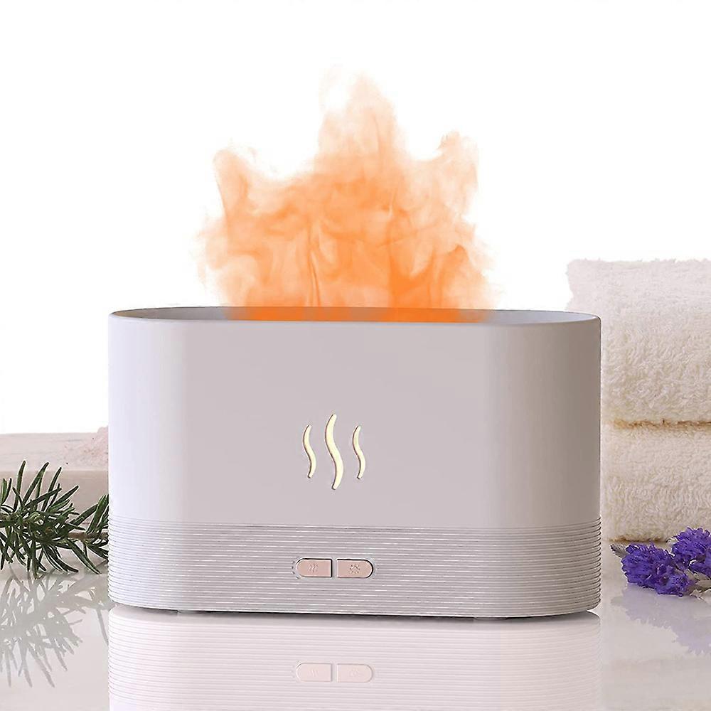 Aroma Diffuser With Flame Effect,180ml Aroma Diffuser,Humidifier Aroma Diffuser,Essential Oil Diffuser, Can Add Aroma Essential Oil(White)