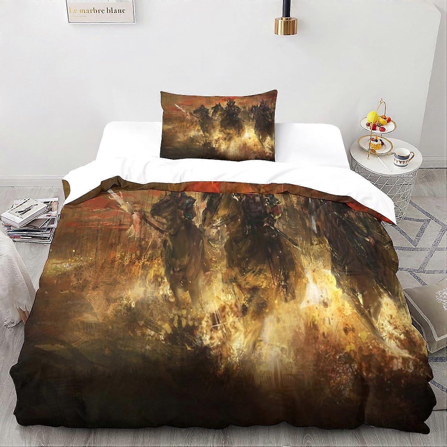 Samurai Bedding Set Bedding Set for Adults and Children D-D Print Pattern The Warrior Soft Microfiber Duvet Cover with Pillowcases Single Pieces 135*2