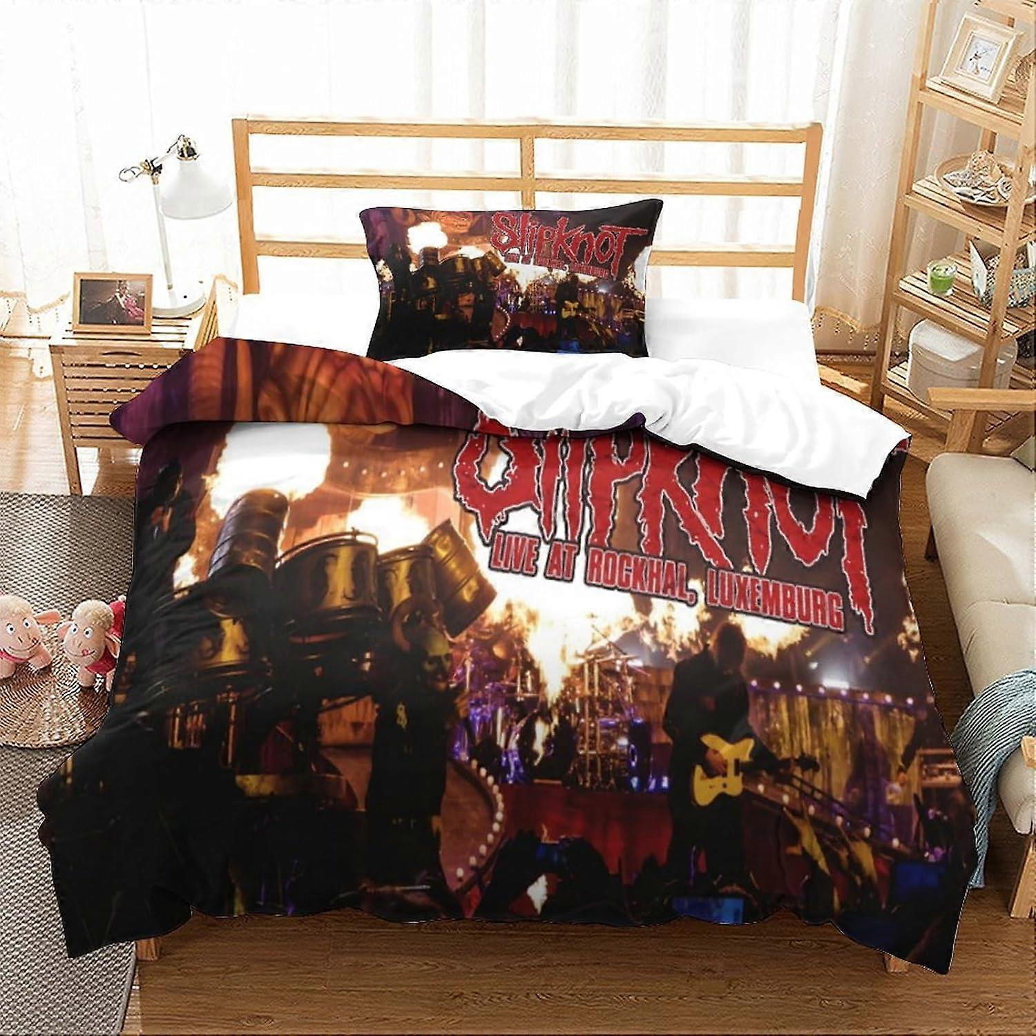 3D Sängkläder Set Slipknot Påslakan Set för Barn Pojkar Flickor 3D-tryck Rock Band Påslakan med örngott