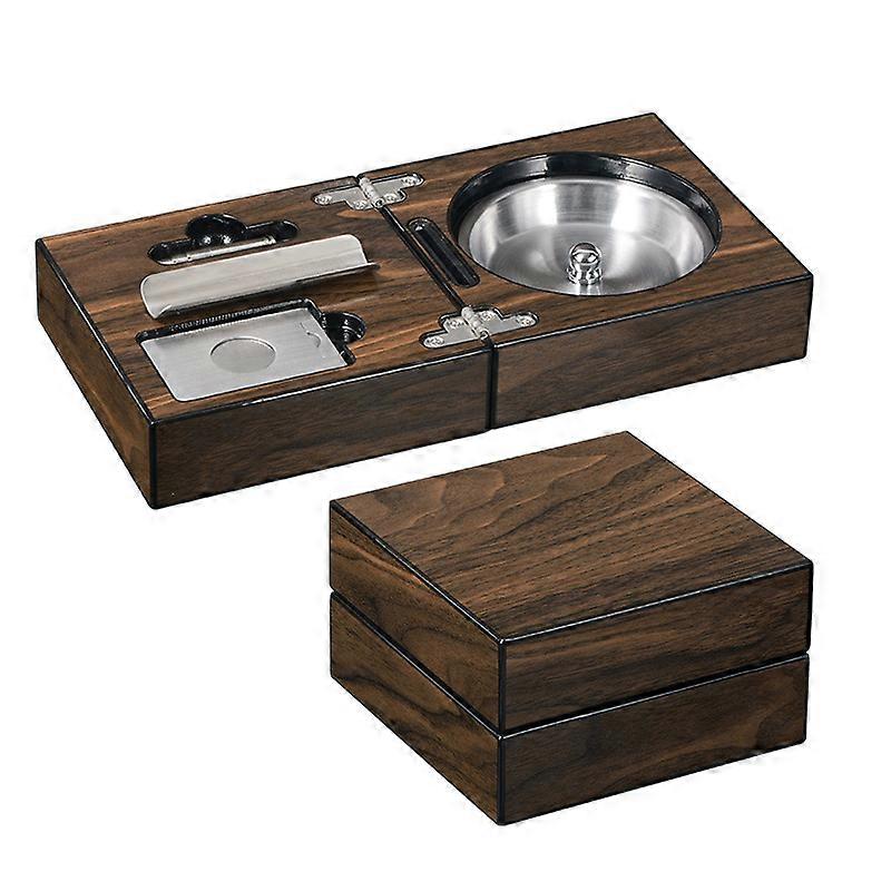 multifunctional cigar ashtray foldable solid wood box