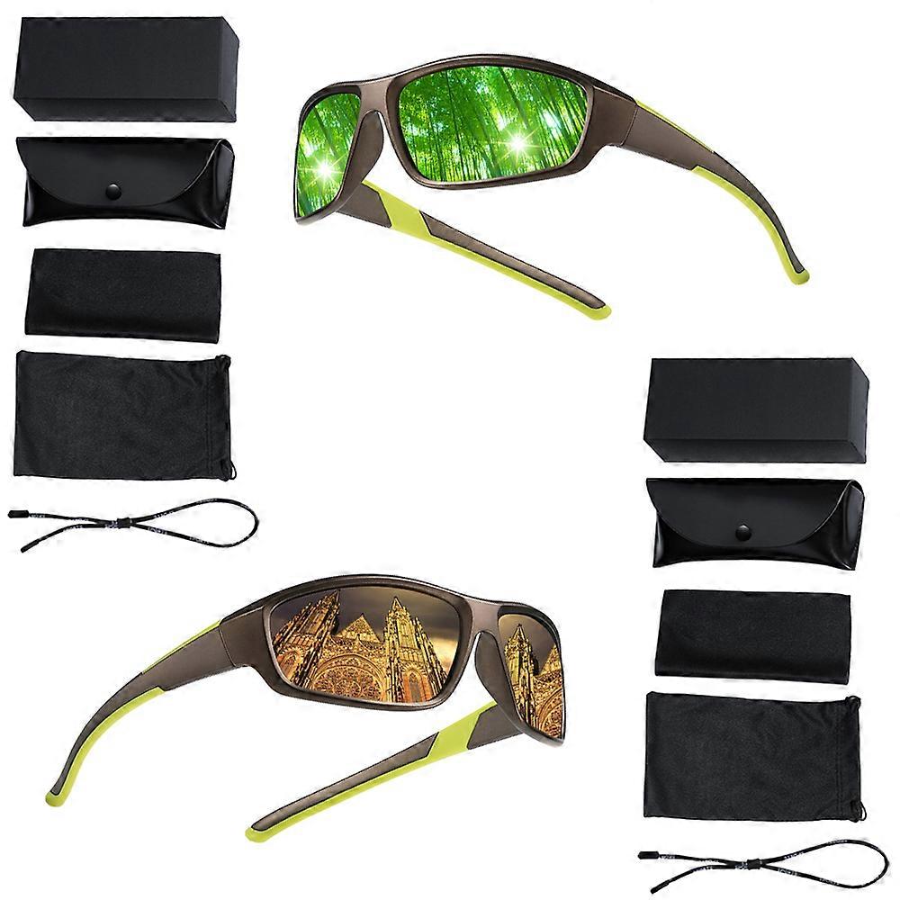 Polarisoidut urheiluaurinkolasit miehille, ajo, pyöräily, kalastus, aurinkolasit 100% UV-suojalasit 2 sarjaa