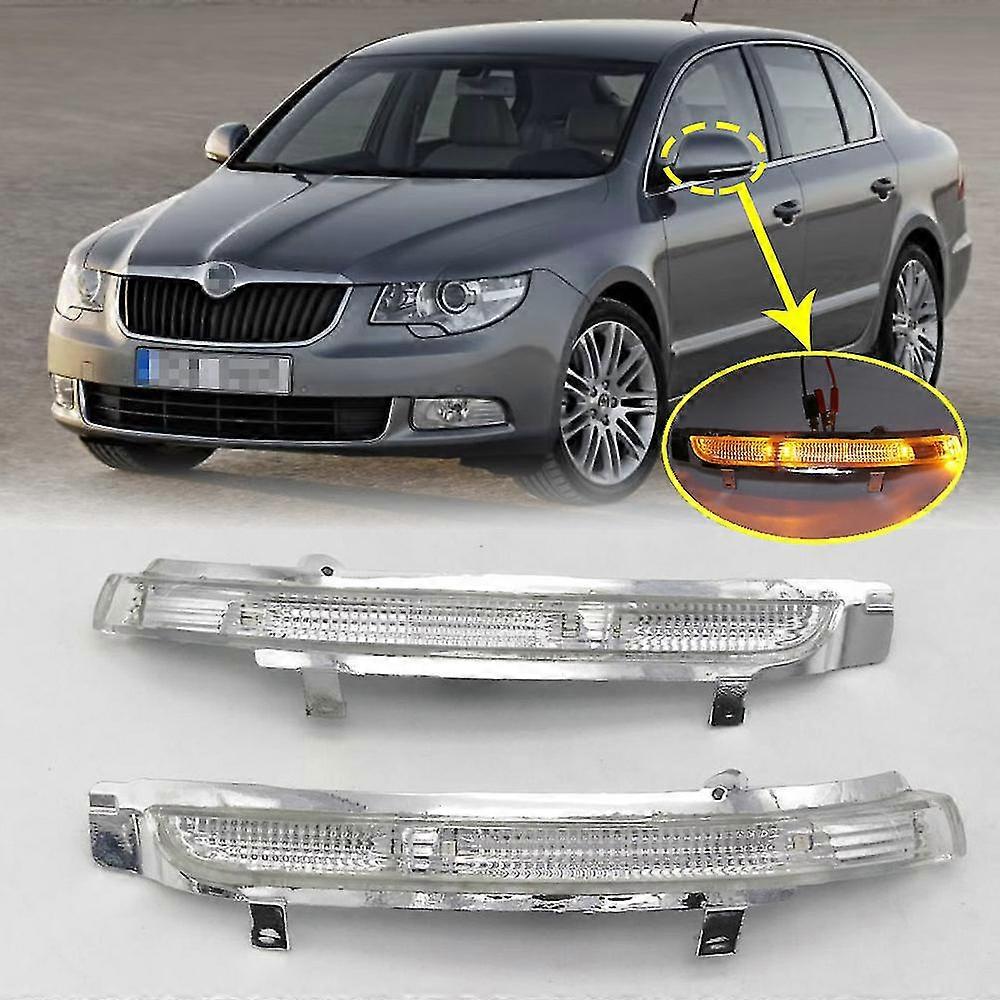 For Skoda Octavia Superb 2009-2013 Car Left Right Rearview Mirror Turn Signal Lamp Wing Repeater Indicator Light Auto Accessory