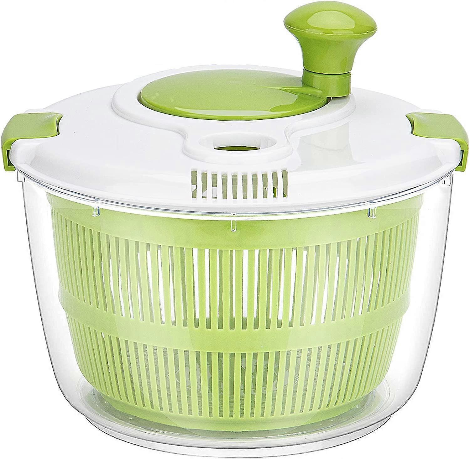 5L Salad Spinner Large, Lettuce Spinner Dryer With Comfortable Handle, Safe Locking Lid and Non-slip Base, BPA Free, Vegetable Washer with Bowl for Cl
