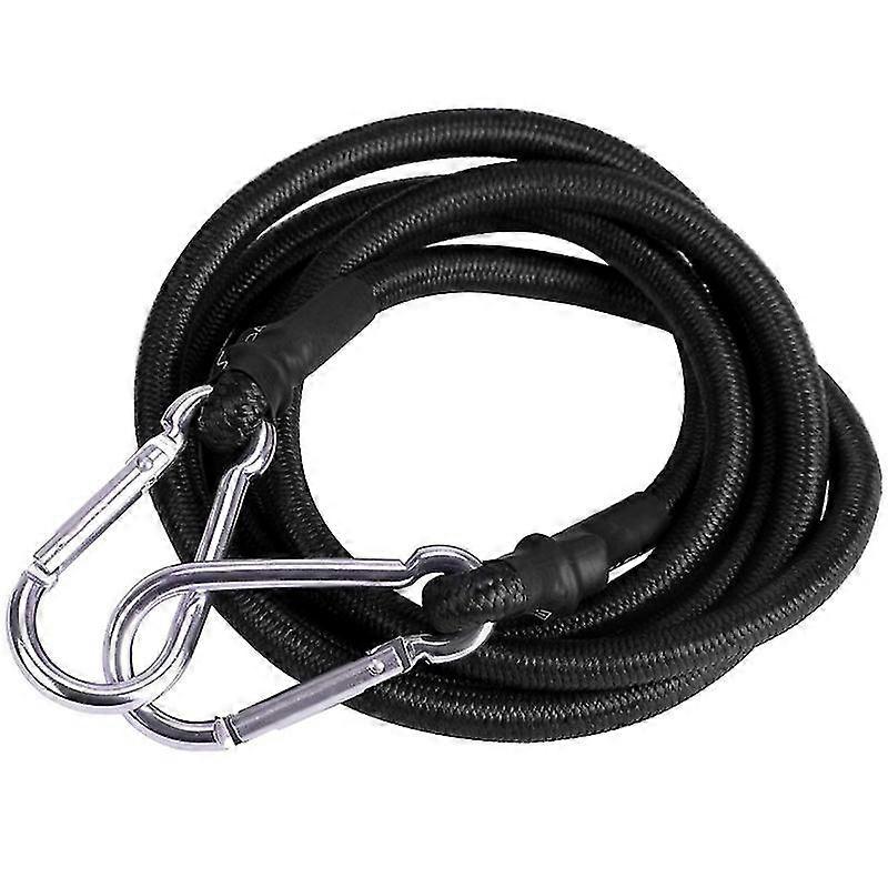 Bungee Cord With Carabiner Hook, Premium Latex Heavy Duty Strap Strong Elastic Cord (2-pack - Black)