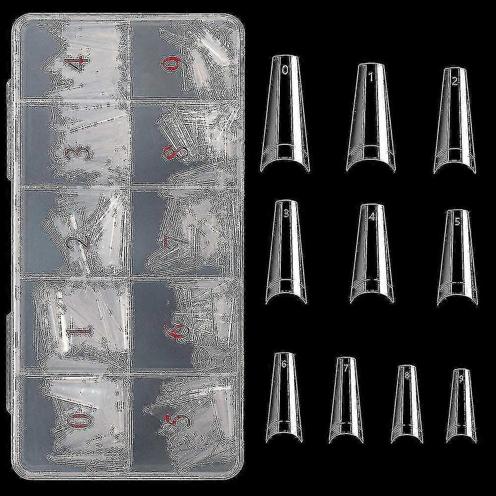 500pcs Clear Tips For Acrylic Nails 10 Sizes Half Cover False Nail