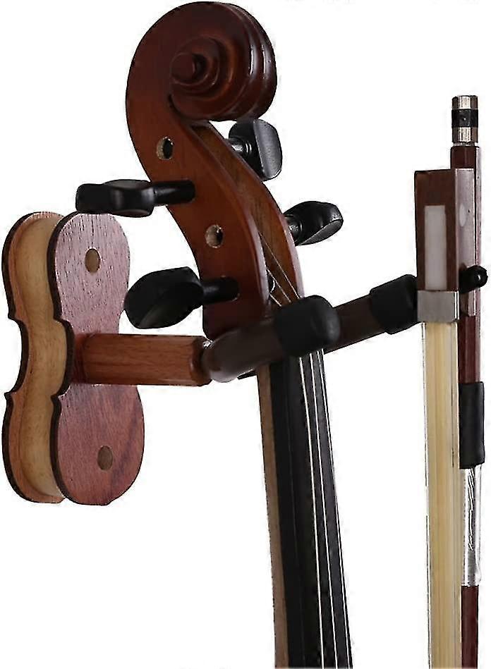 violin wall mount with bow hook - hardwood - for home studio