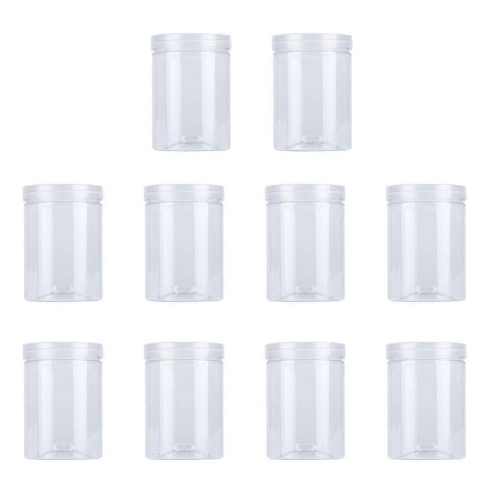 10 Pcs 500Ml Food Sealed Transparent Plastic Kitchen Can Snacks Containers with Lid for Scented Tea