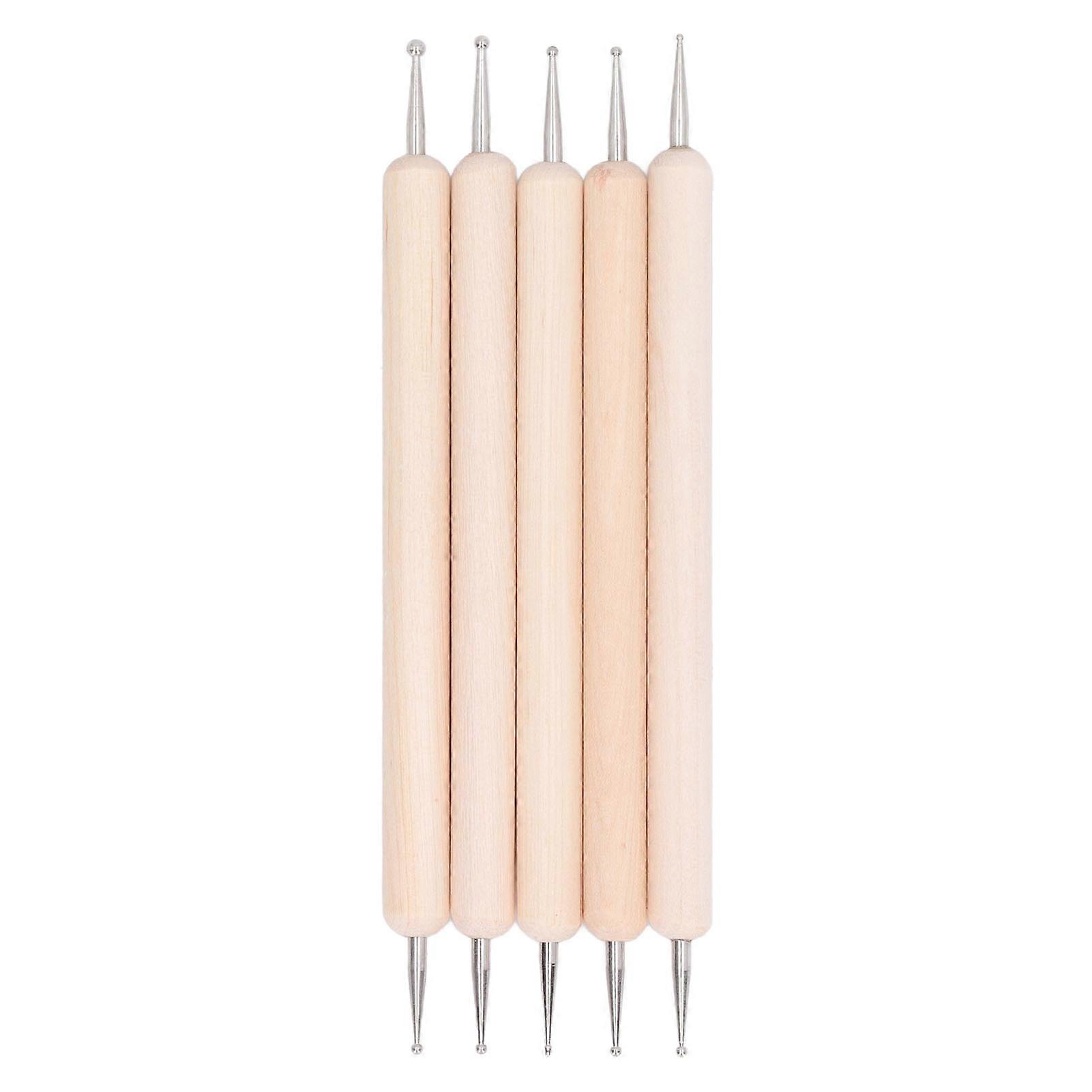 5pcs Tracing Stylus DIY Making Wooden Handle Stainless Steel Double Head Ball Tip Embossing Stylus for Art Projects
