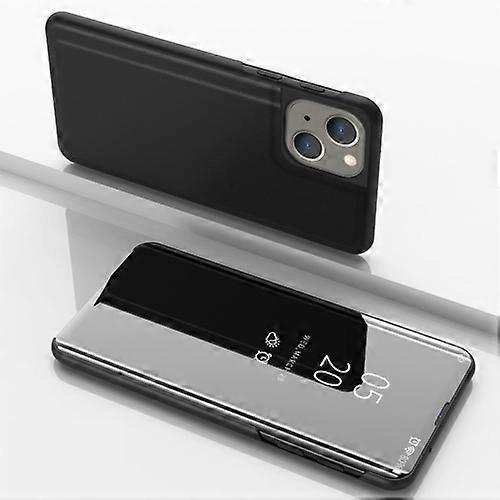 For iPhone 15 Plated Mirror Horizontal Flip Leather Phone Case with Holder