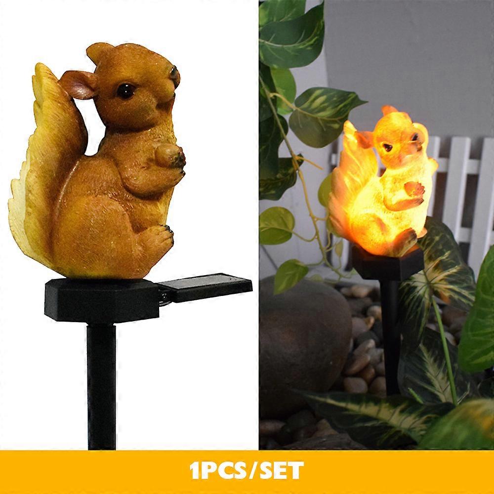 Solar Garden Lights Squirrel Stake Decorative Lights In-ground Landscape Yard