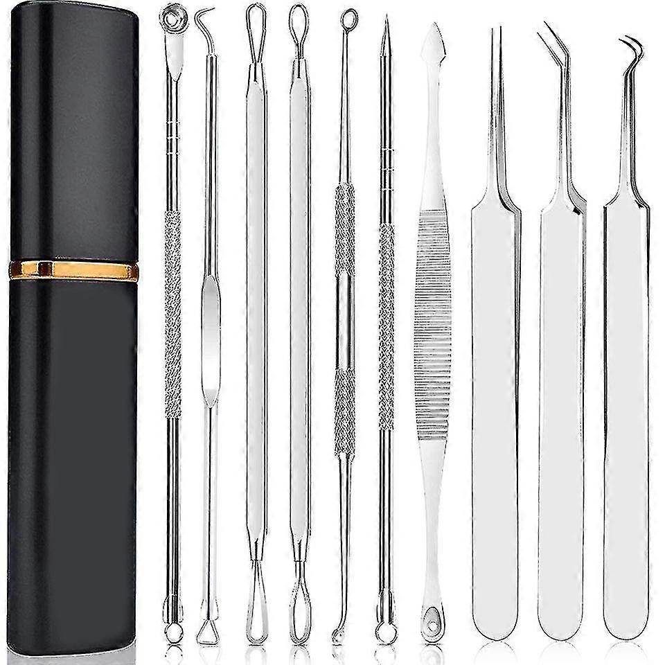 Pimple Popper Tool Kit, 10 Pcs Professional Pimple Comedone Extractor Tool Acne Removal Kit