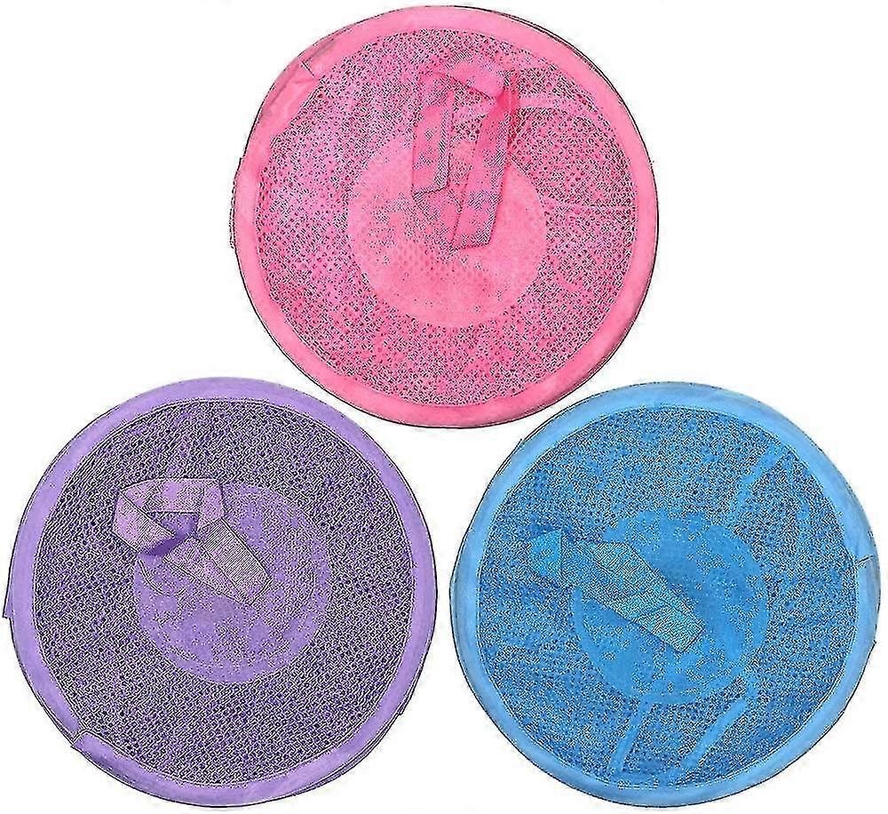 3-pack Folding Mesh Hanging Storage Baskets With 3 Compartments