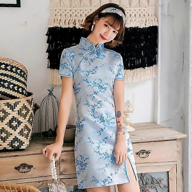 sachin and babi light blue dress Mandarin Collar Dress – Isoude main image 1