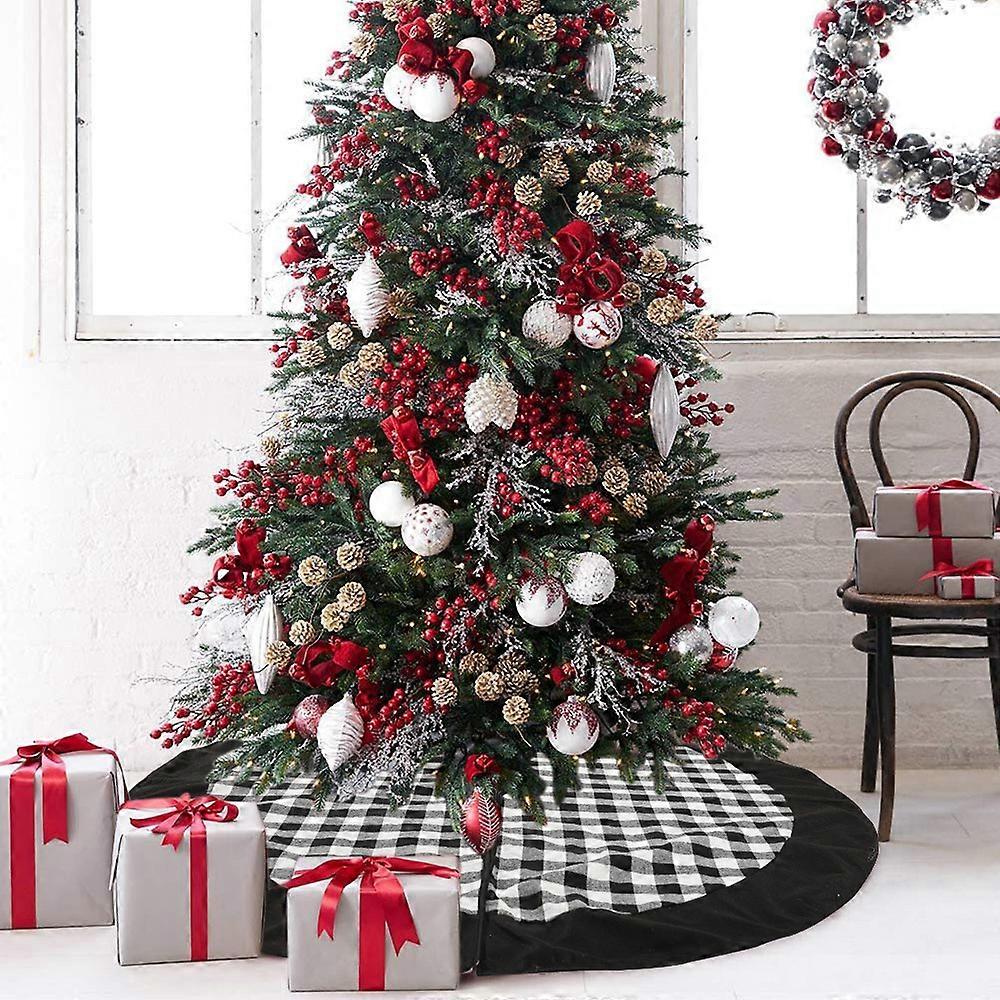 Christmas Plaid Tree Skirts Small Black