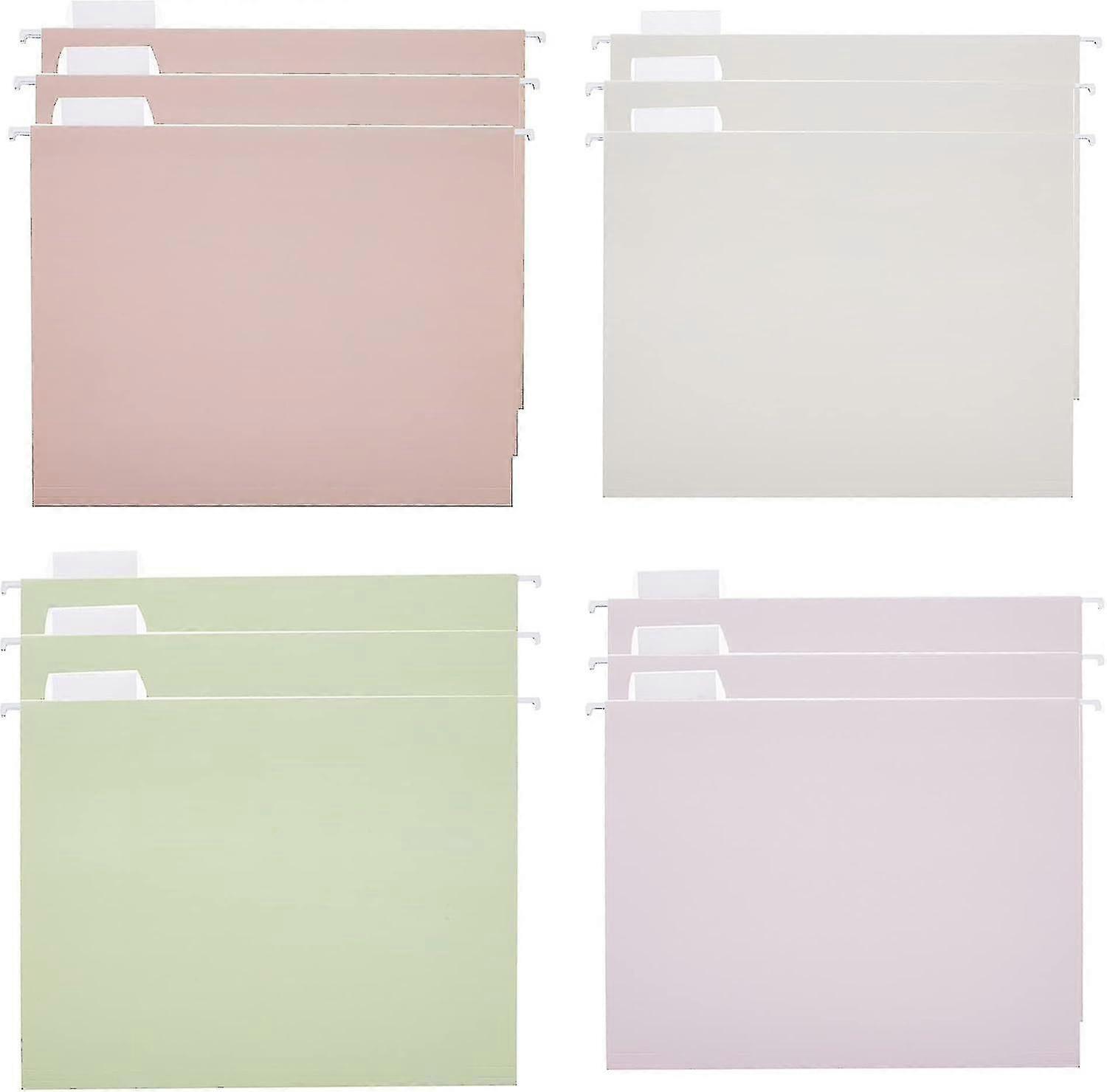 12 Pack Hanging File Folders Filing Cabinet Organizer Letter Size 1/5 Cut Adjustable Tabs Decorative for Home Office School Classroom,4 Colors