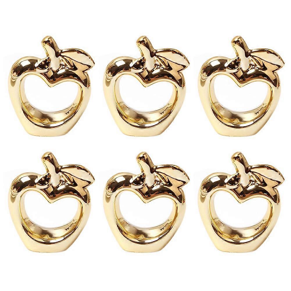 6Pcs Napkin Rings, Metal Plated Vintage Napkin Ring Buckle Holder for Dining Table Decoration,(Gold