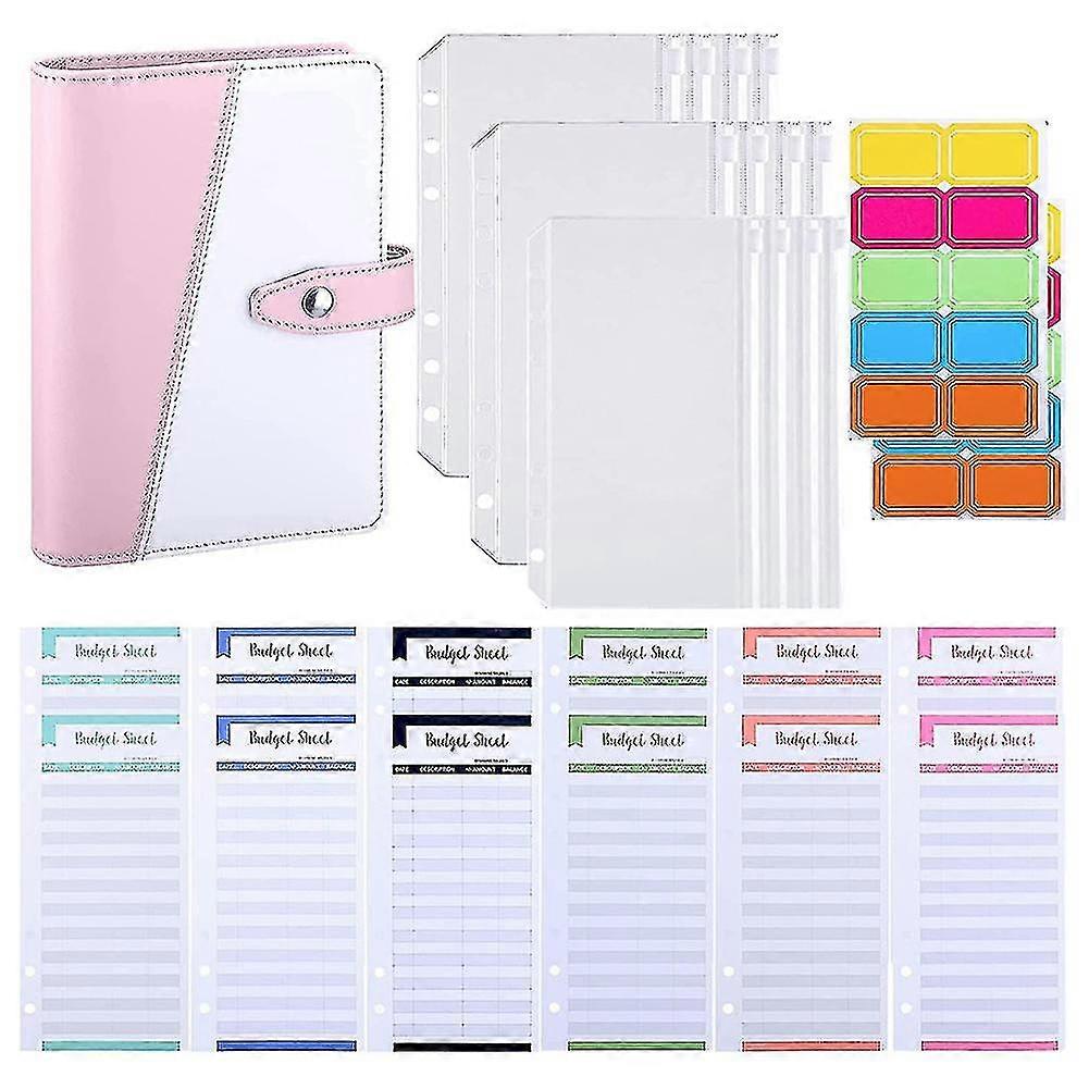 Cash Envelopes For Budgeting, Budget Binder, Budget Binder With Zipper Envelopes A6 Binder( Pink)