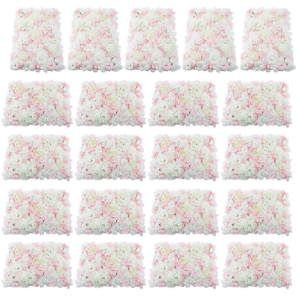 20Pcs Artificial Flower Wall Panel Wedding Venue Shop Window Decor Pink