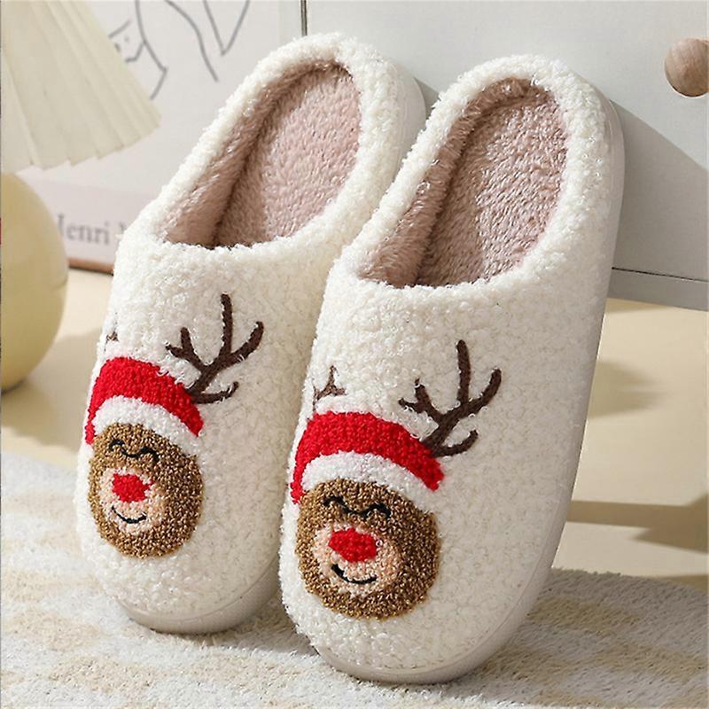 Christmas Slippers for Womens Mens Plush Warm Christmas Reindeer Moose Santa Claus Elk Slippers Winter Soft Fuzzy House Slippers Cozy Indoor Shoes, Ch