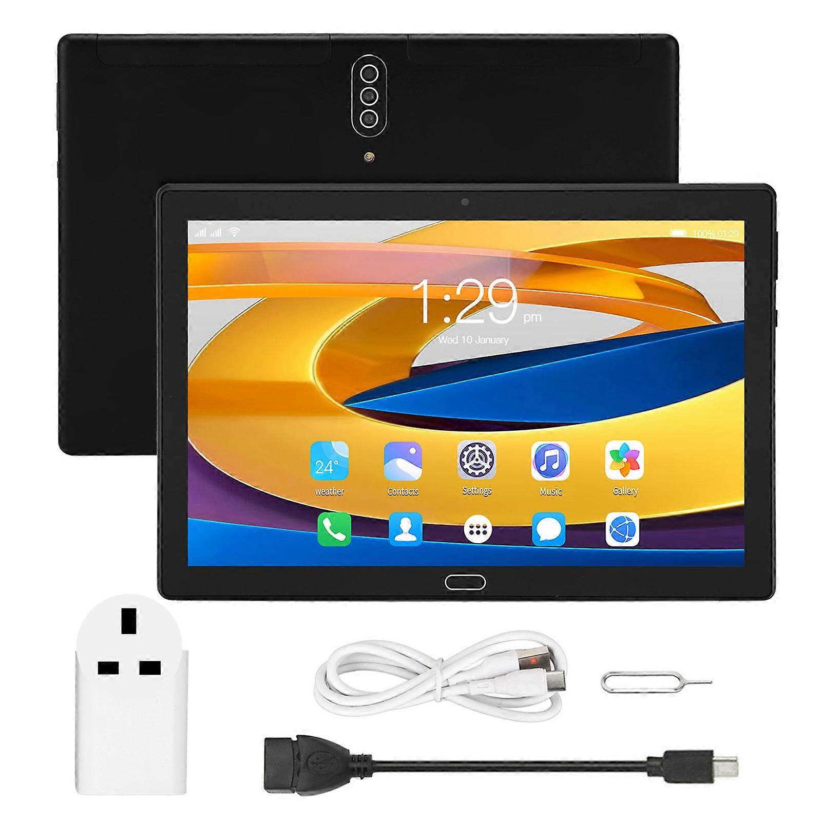10.1in δισκίο 6GB RAM 128GB ROM μπροστά 5MP πίσω 8MP υποστήριξη 2.4GHz 5G WiFi 6000mAh HD δισκίο για το Android 10 100?240V UK Plug μαύρο