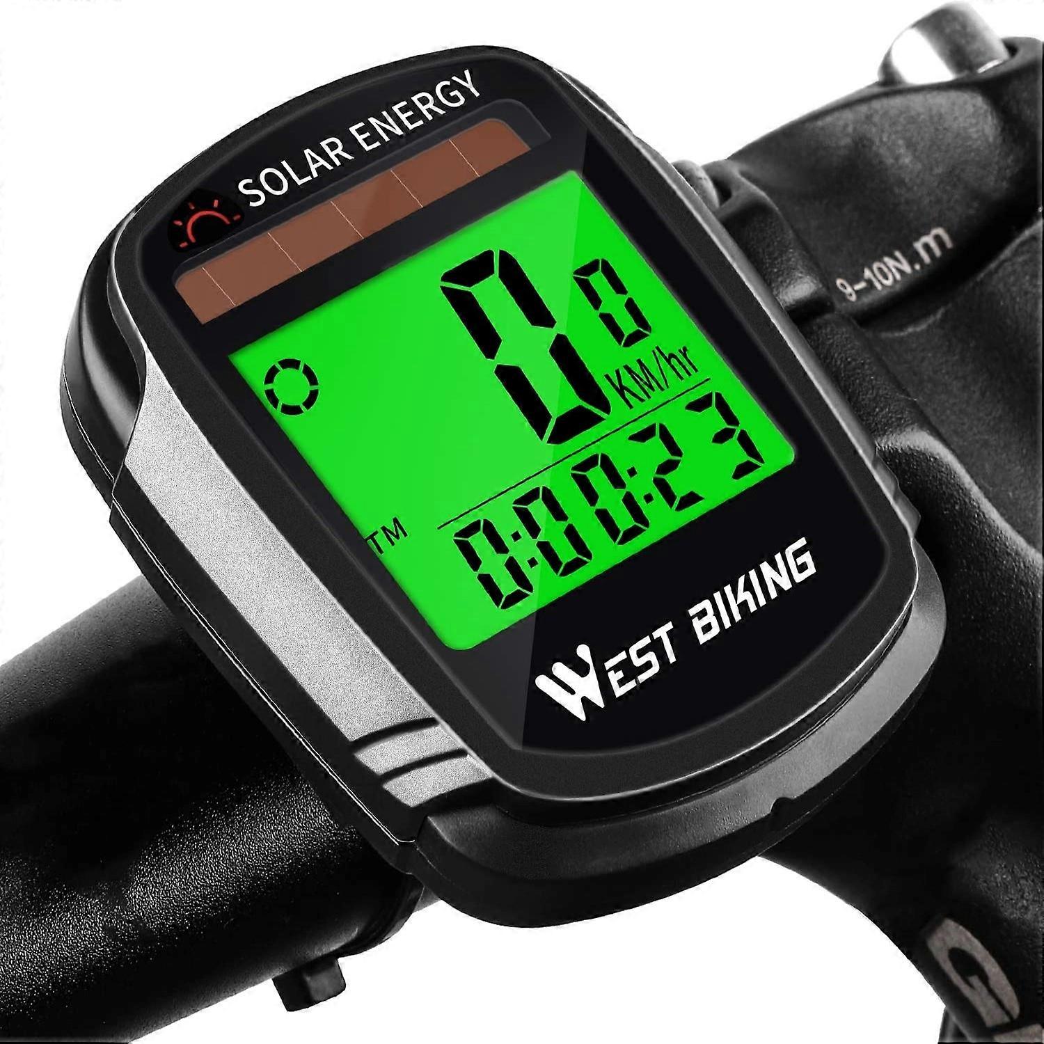 2022 Newest Solar Power Cycling Computer Bicycle Speedometer and Odometer Wireless Waterproof Cycling Odometer LCD Backlight~30701