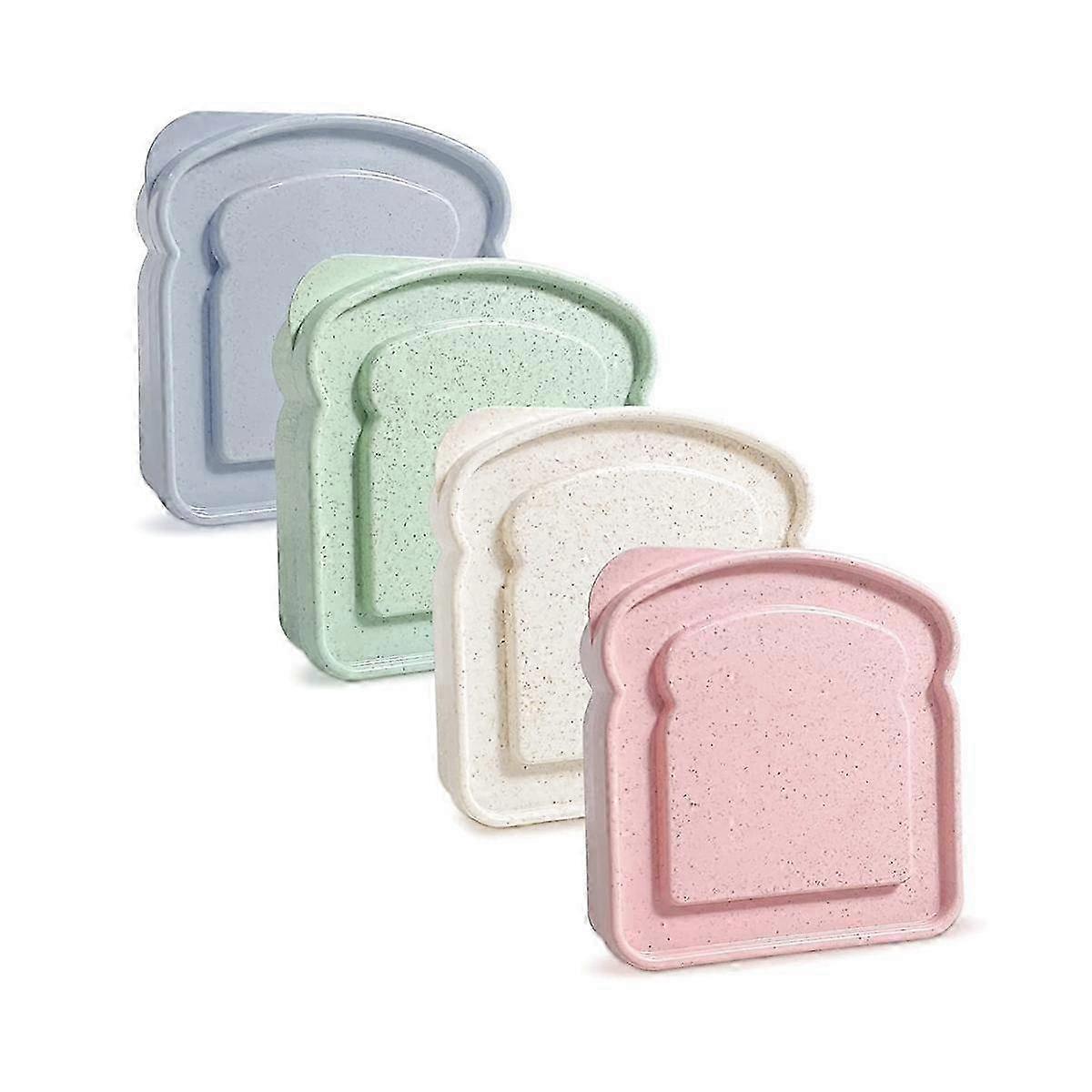 4Pcs Sandwich Containers for Lunch Boxes, Reusable Sandwich Box Container , Sandwich Holder Bread C