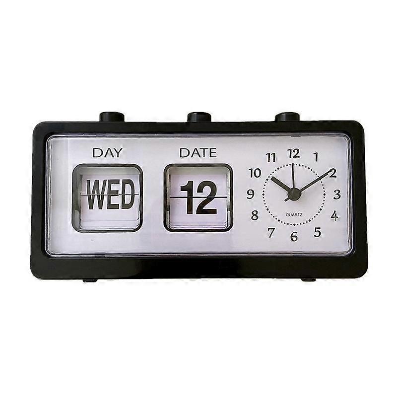 Mechanical Alarm Clock Novelty Flip Clock Desktop Digital Clock with Calendar Clock Home Decor Retro Decor,Black