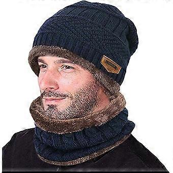 WJTG 2Pieces Winter Hat Bufanda para Hombres Sombreros y Gorras Cálidos De Punto para Hombres Gorro Calentador de Cuello Para Hombres y MujeresJ