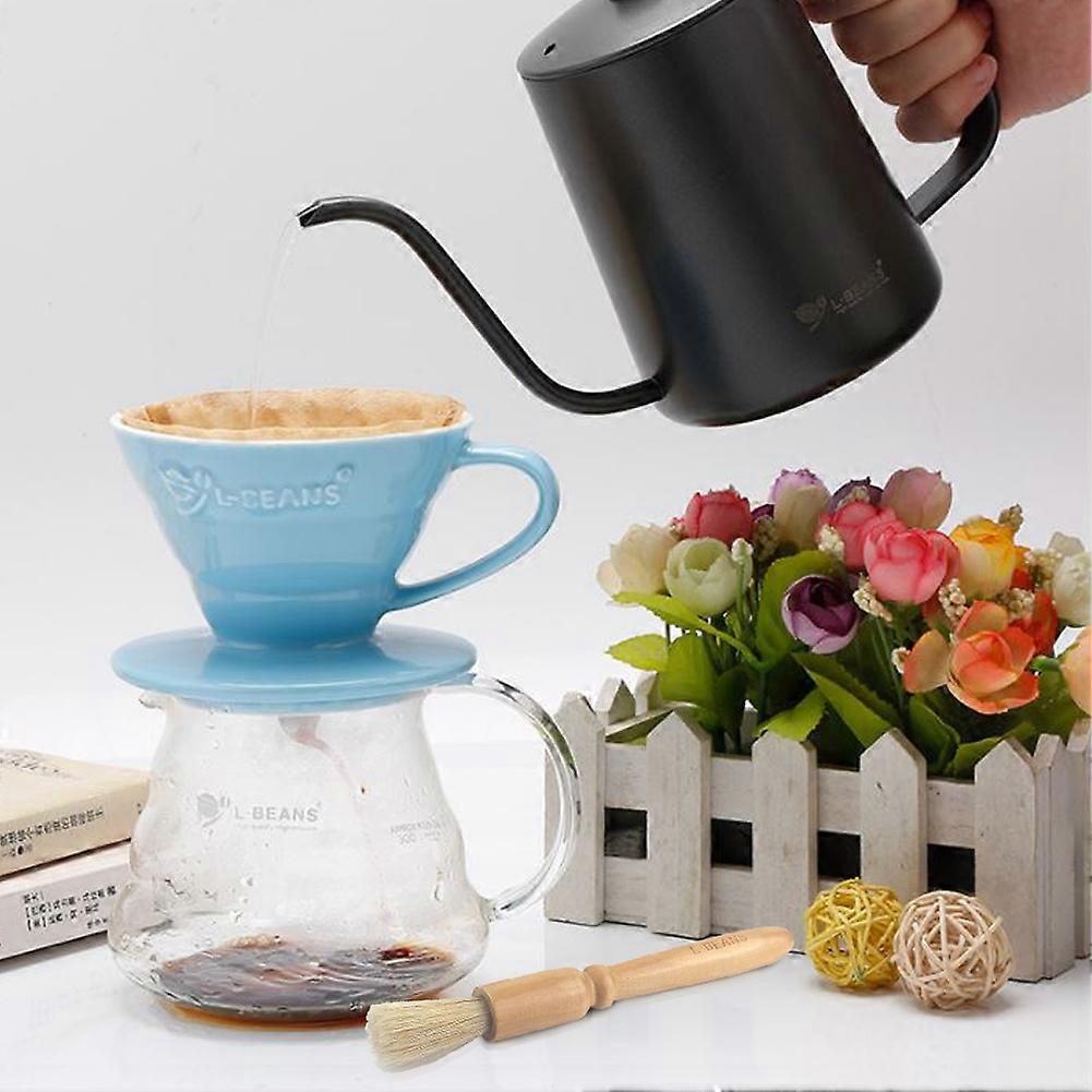 Coffee Bean Grinder Cleaning Brush Faux Bristles Solid Wooden Handle Cleaner Tool Accessory