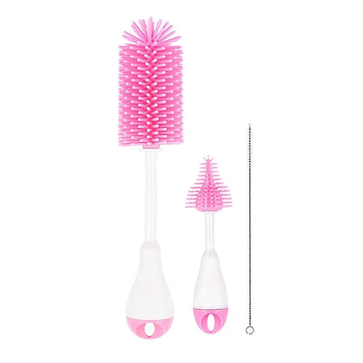 Baby Bottle Nipple Brush Water Cup Container Straw Cleaning Brush Set Cleaning Brush Pink