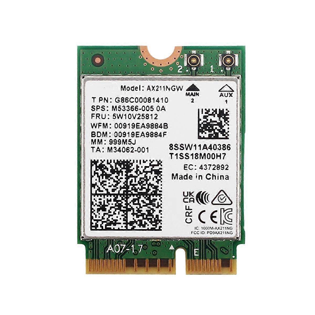 AX211NGW WiFi 6E M.2 Key E CNVio2 Double Bande 2.4Ghz/5Ghz Carte Réseau Sans Fil 802.11Ac Bluetooth 5.2 Adaptateur