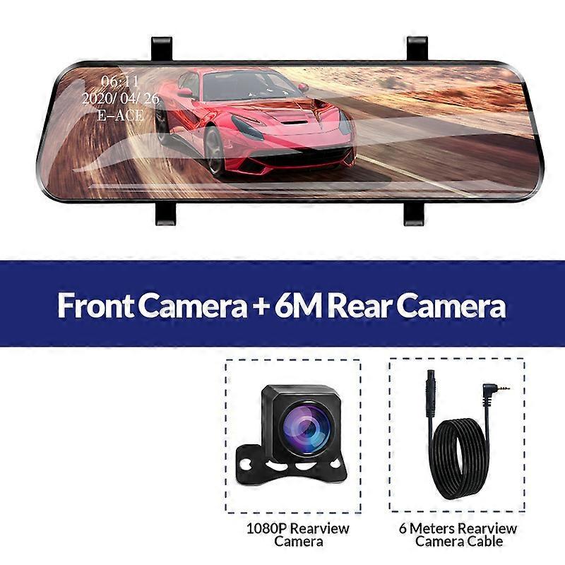 E-ACE Auto Black Box Car Dvr Streaming Media Mirror Dash Camera 10 pouces FHD 1080P Video Recorder Support 1080P Caméra de recul