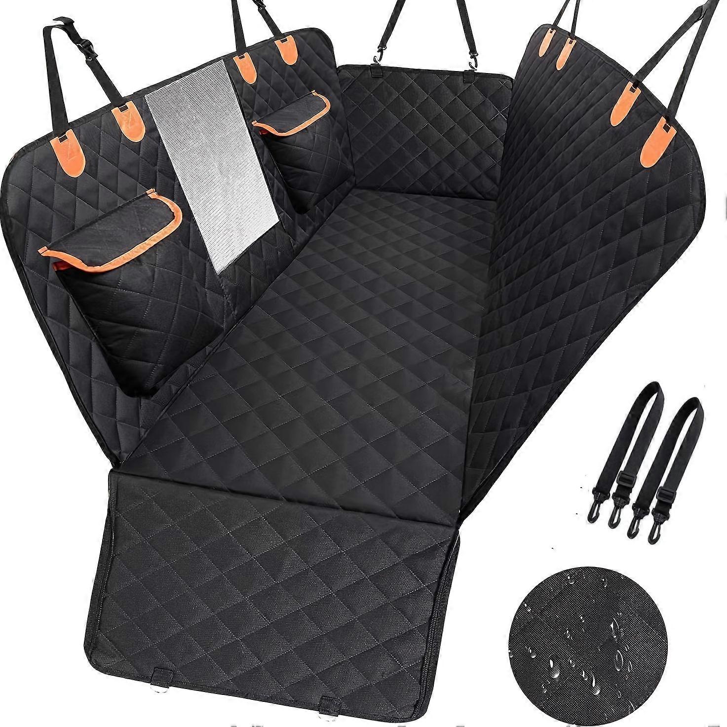 Heavy-Duty Dog Hammock for Cars - Waterproof, Scratch-Resistant Rear Seat Cover with Storage Pockets & Viewing Mesh - Ideal for Trucks & SUVs