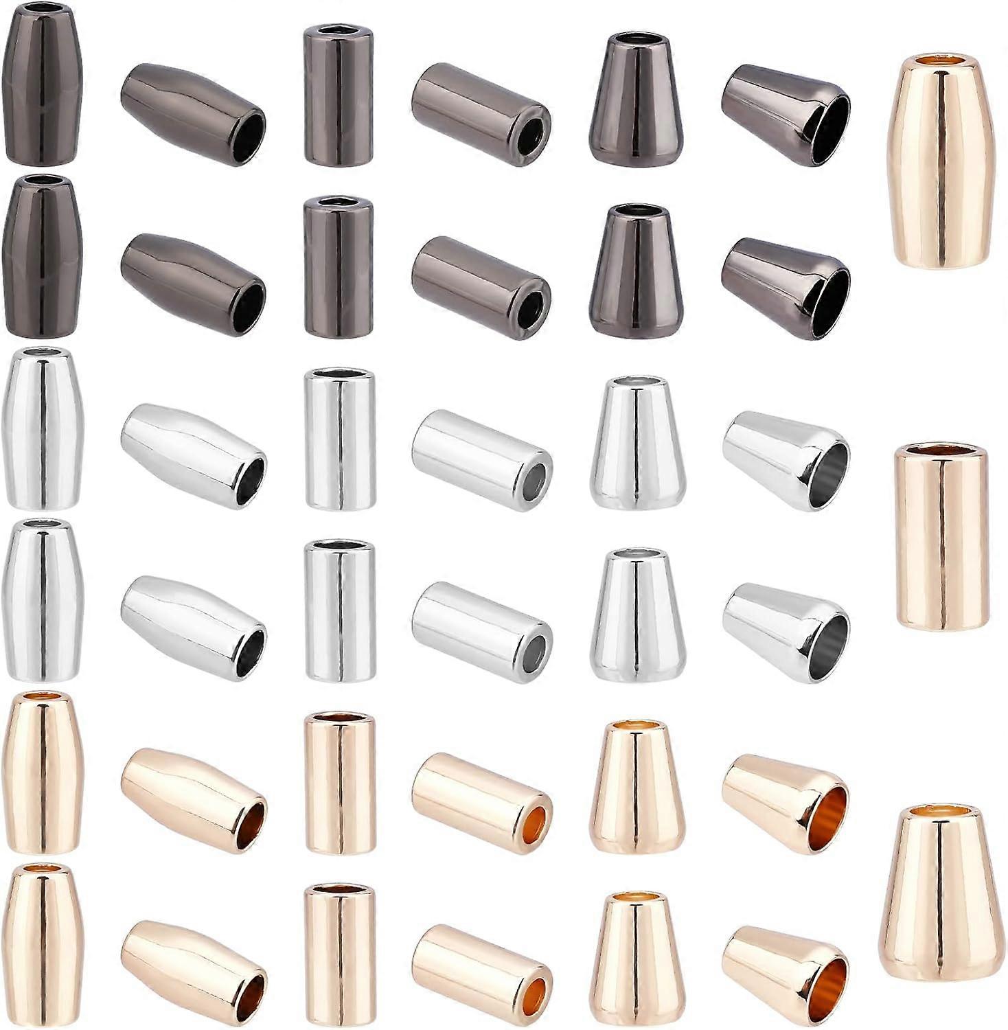 9 Style Bell Stopper 54pcs Cord Ends Lock Conical Round Tube Bell Locks Metal Cord Rope Fastener Ends Stopper Cone Column Drawstring Rope Stopper for
