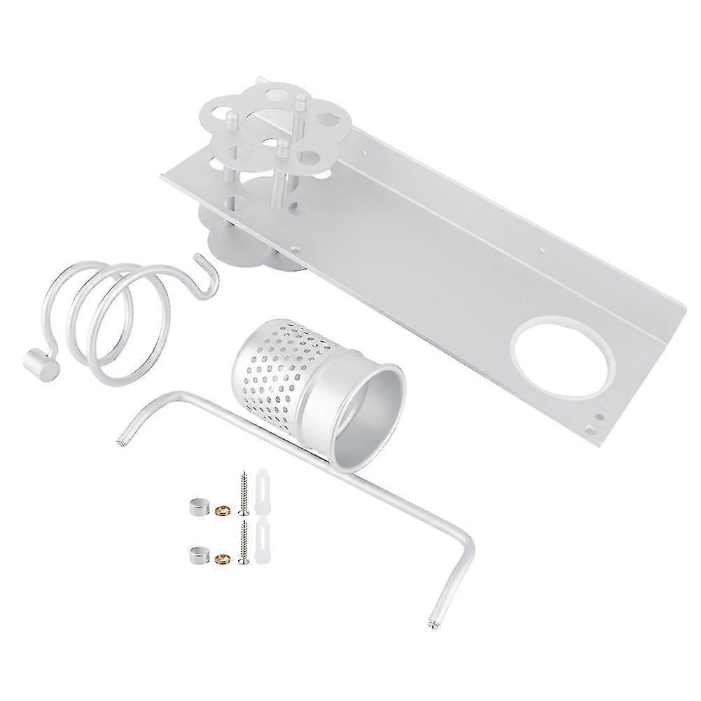 Wall Mounted Bathroom Storage Shelf Towel Rack Tissue Box Set