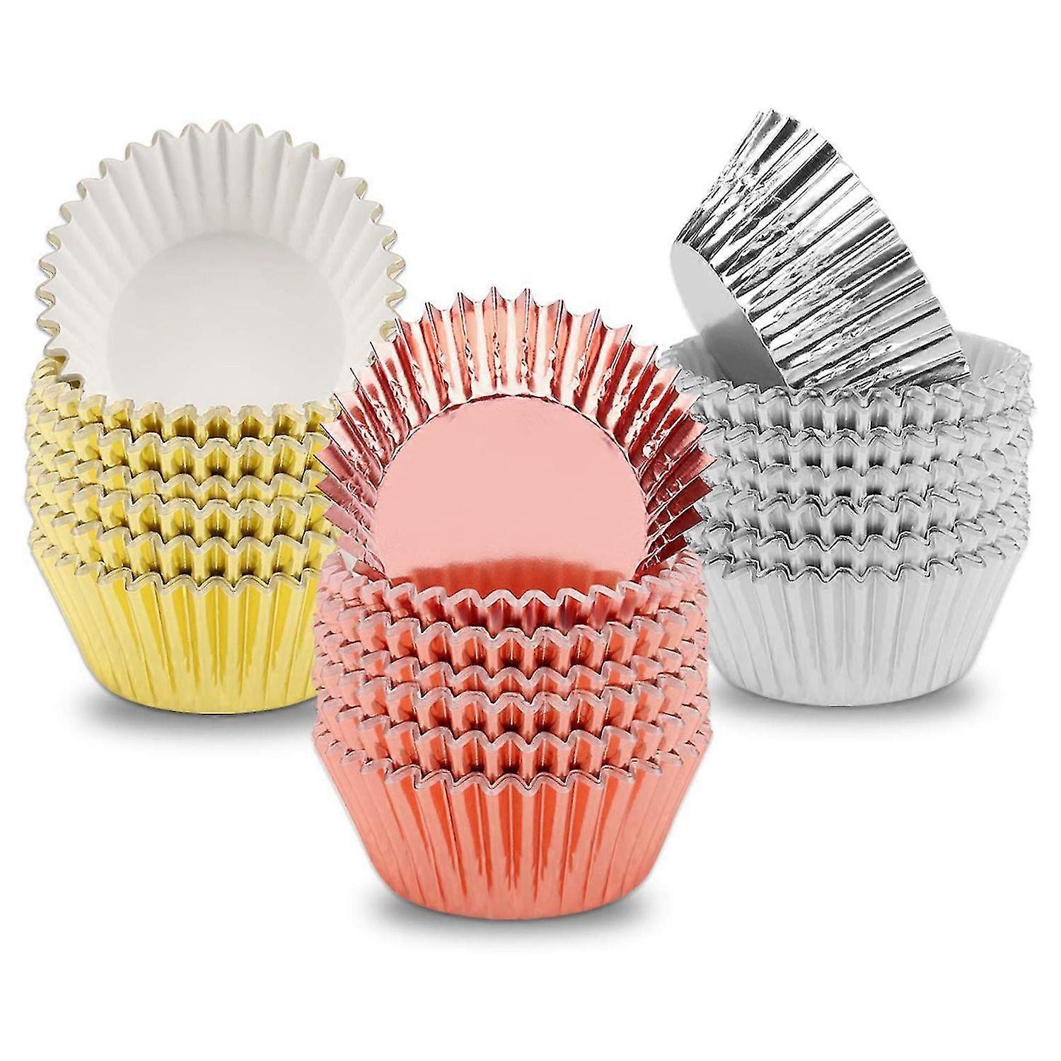 Foil Cupcake Liners Muffin Paper Cases Baking Cups Gold Silver Pack Of 300