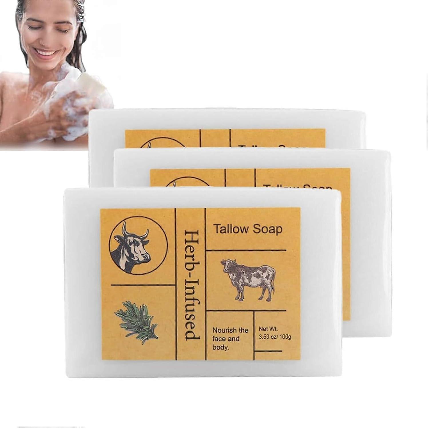Tallow Soap, Natural Tallow Soap, Beef Tallow Soap Bar, Moisturising Face Soap and Body Wash Great for Dry, Itchy, Sensitive Skin